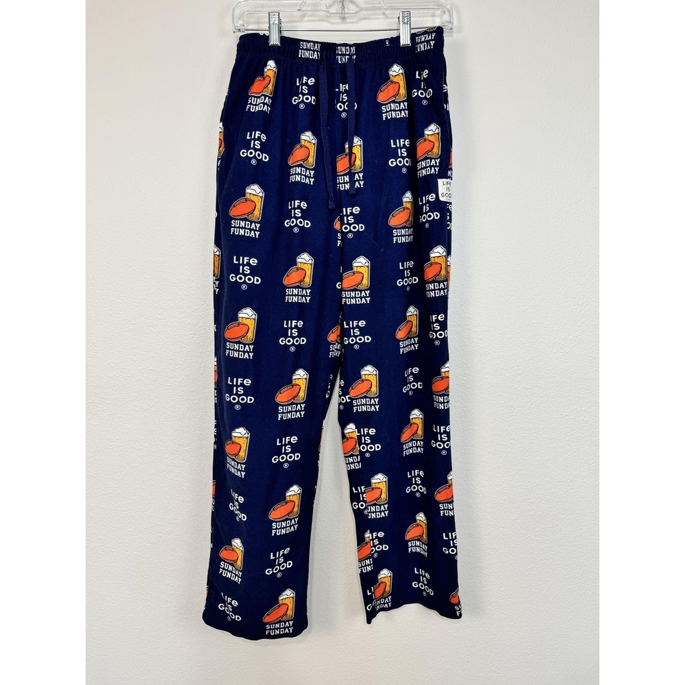 Life Is Good Pajama Pants Mens Small Blue Sunday Football Lounge Sleepwear
